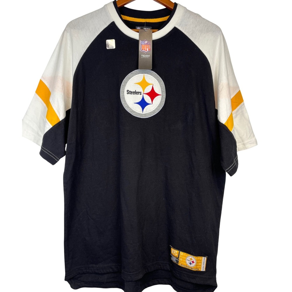 NFL Pittsburgh Steelers‎ Team Apparel Raglan Tee Shirt Men's L Heavy Cotton
